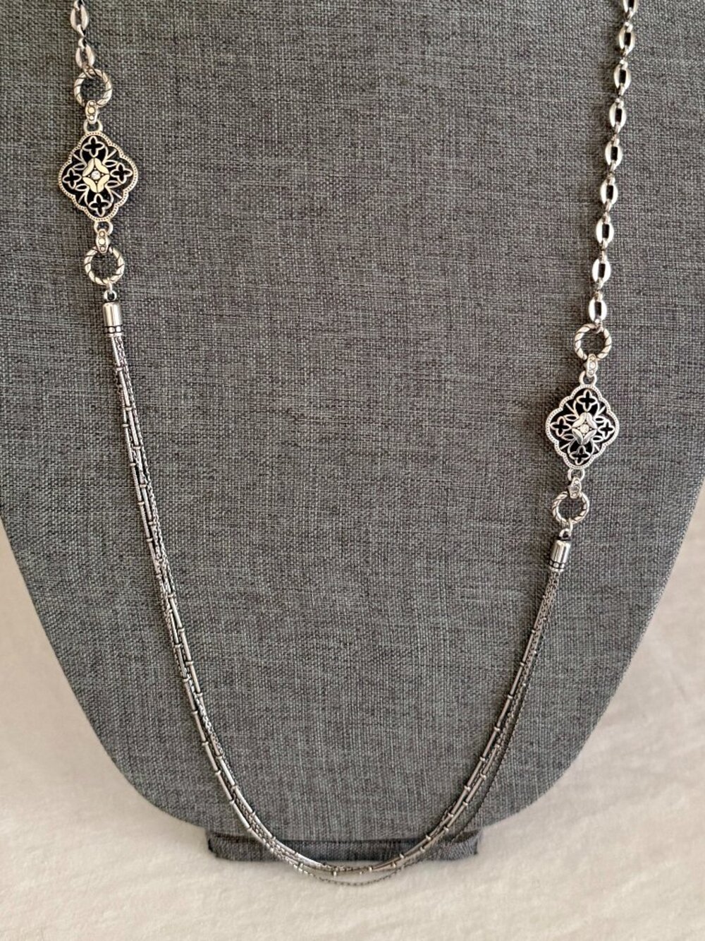 Brighton Women's Elegant Charm Long Adjustable Necklace Silver Plated & Crystals - Picture 9 of 15